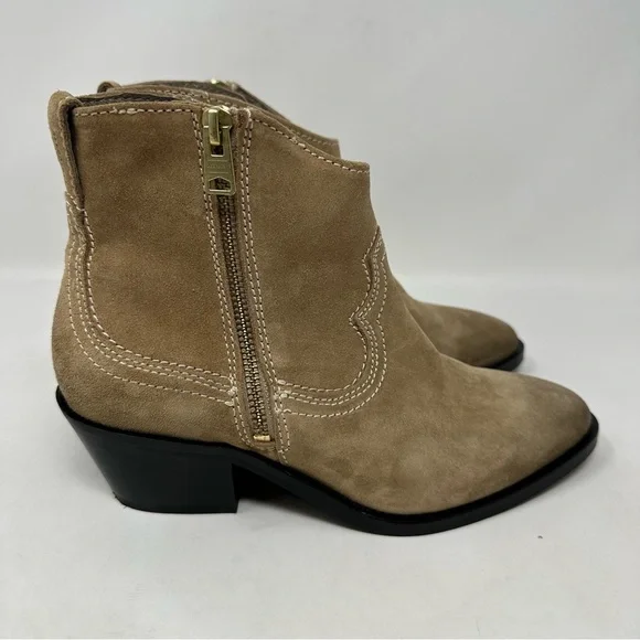 AllSaints Carlotta Western Suede Side Zip Ankle Boots Desert Sand Size 37, US 7 - Picture 2 of 13